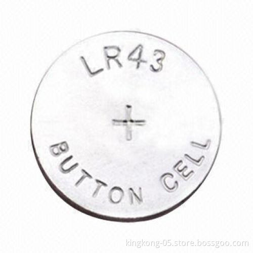LR43 Alkaline Button-cell Battery, No Mercury and Cadmium